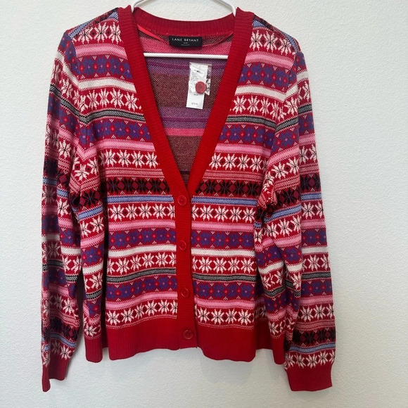NWT Lane Bryant Button Up Christmas‎ Cardigan Snowflakes Size 18/20 - Picture 1 of 9